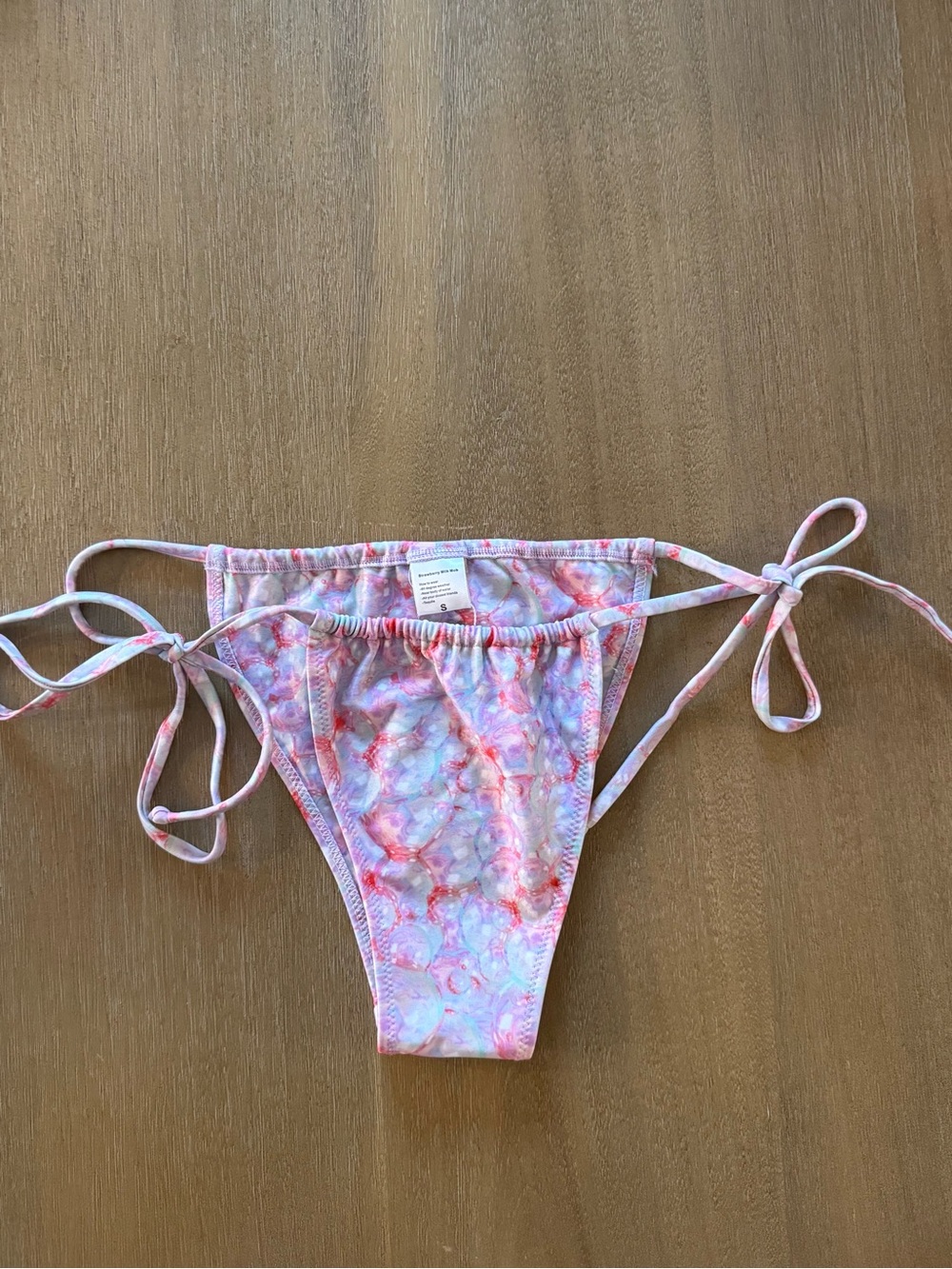 NWT Strawberry Milk Mob Rainbow Fish Pink Purple Tie-Side Swim Bottoms Small